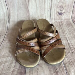 Women’s Skechers Slip On Cork Wedge Size 7-7.5 Strappy Sandal